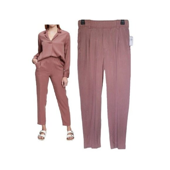 ❤️GAP Womens Pant Sz 4 Tencel Lyocell Pull-On Slouchy Hi Rise Soft Rose Pink New - Picture 1 of 7